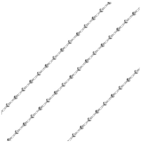 Stainless Steel Puff Hearts Link Chain 5.3mm, <b>size: 16</b>