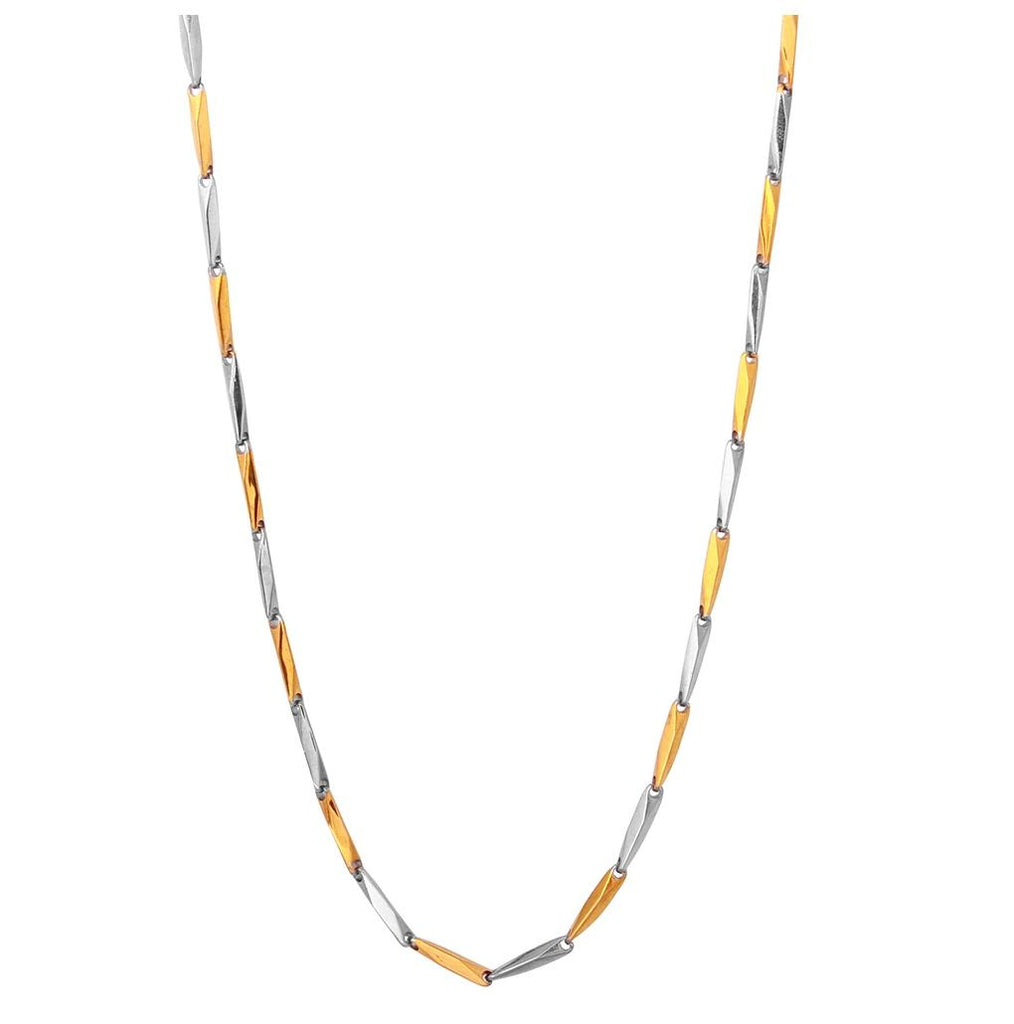 Stainless Steel 2 Toned Gold Color Bullet Chain 2mm, <b>size: 16</b>