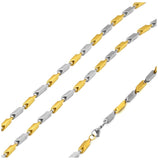 Stainless Steel Gold And Steel 2 Toned Bullet Chain 3mm, <b>size: 16</b>