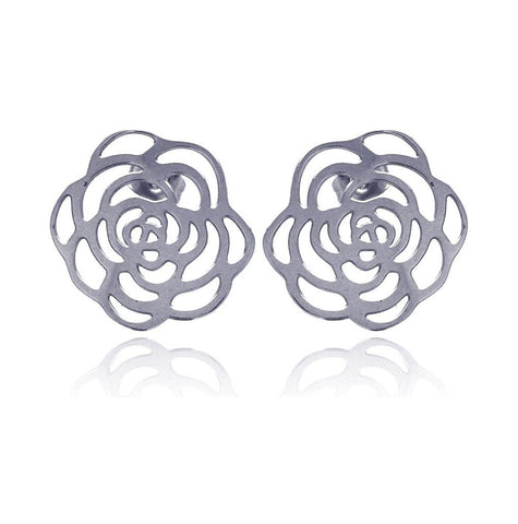 Stainless Steel Flower Outline Stud Earring