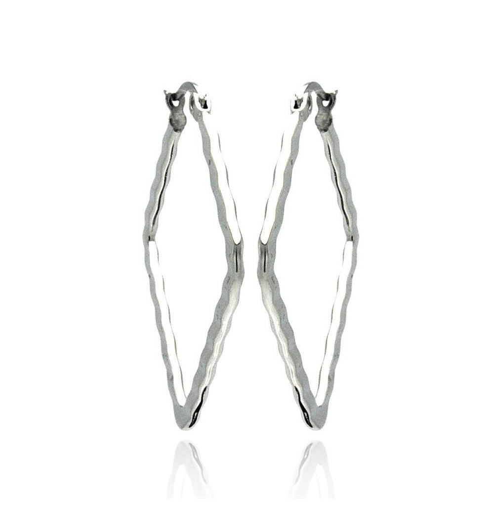 Stainless Steel Open Diamond Shape Hoop Earring, <b>size: 30mm</b>