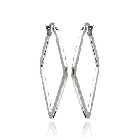 Stainless Steel Open Diamond Shape Hoop Earring, <b>size: 30mm</b>