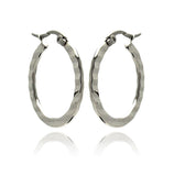 Stainless Steel Textured Hoop Earring, <b>size: 20mm</b>