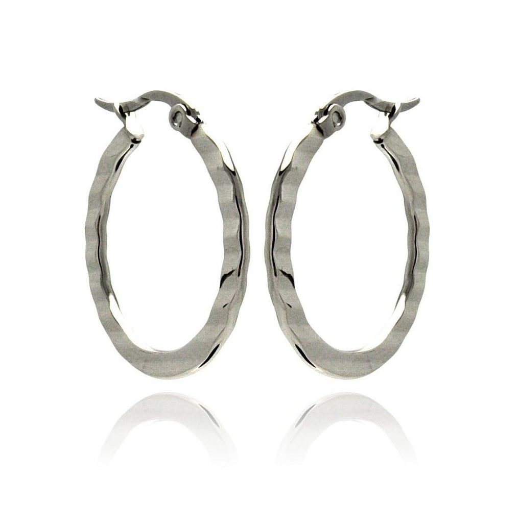 Stainless Steel Textured Hoop Earring, <b>size: 20mm</b>