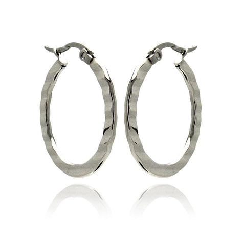 Stainless Steel Textured Hoop Earring, <b>size: 20mm</b>