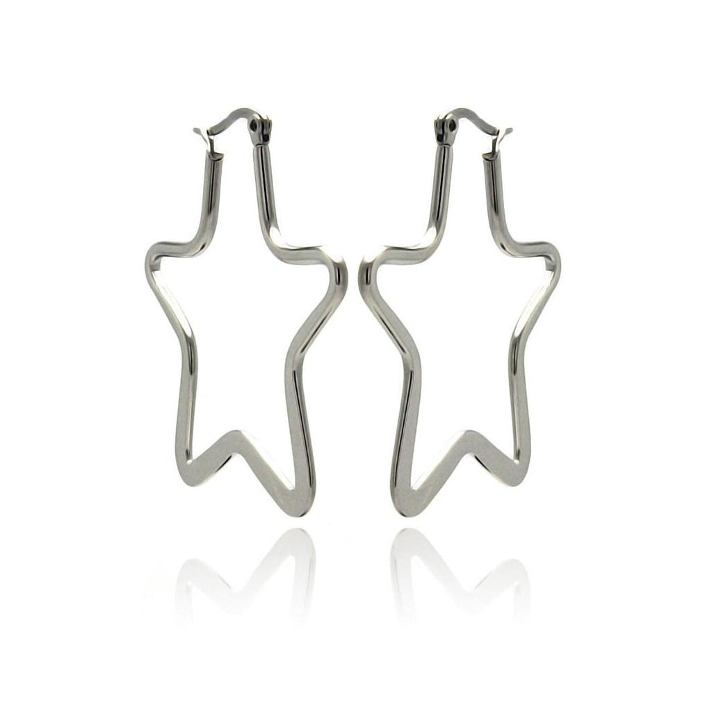 Stainless Steel Star Hoop Earring, <b>size: 40mm</b>