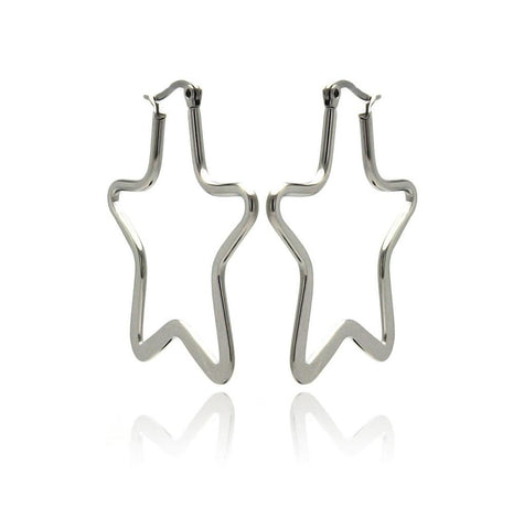 Stainless Steel Star Hoop Earring, <b>size: 40mm</b>