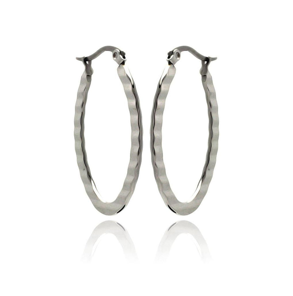 Stainless Steel Textured Hoop Earring, <b>size: 30mm</b>