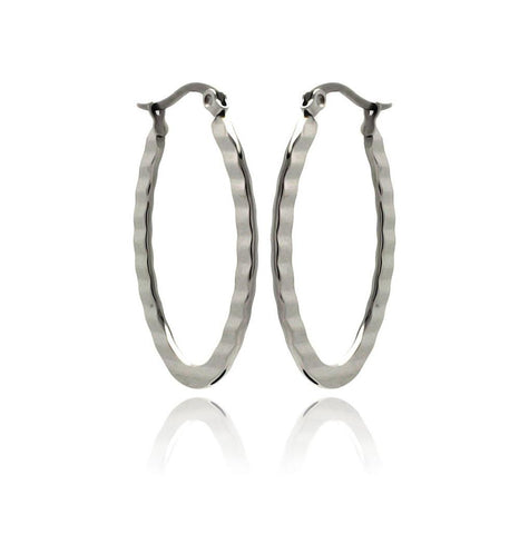 Stainless Steel Textured Hoop Earring, <b>size: 30mm</b>