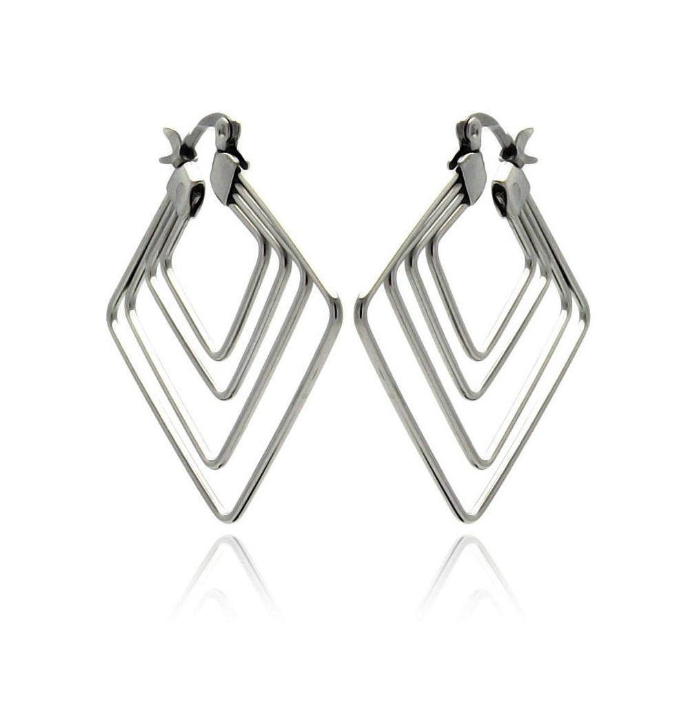 Stainless Steel Multi Diagonal Square Hoop Earring, <b>size: 30mm</b>