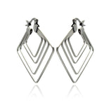 Stainless Steel Multi Diagonal Square Hoop Earring, <b>size: 30mm</b>