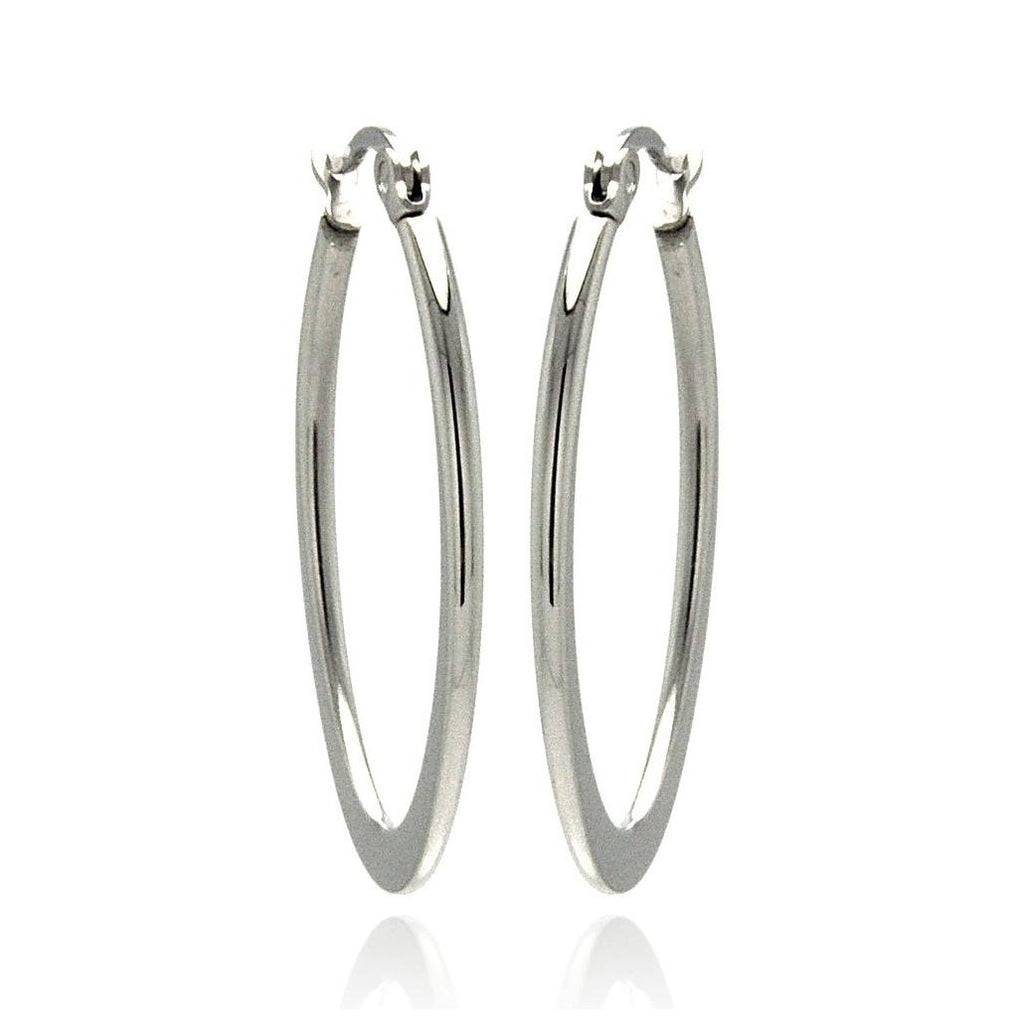 Stainless Steel High Polish Oval Hoop Earring, <b>size: 30mm</b>