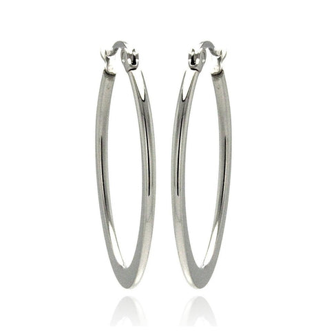 Stainless Steel High Polish Oval Hoop Earring, <b>size: 30mm</b>