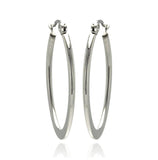 Stainless Steel High Polish Oval Hoop Earring, <b>size: 30mm</b>