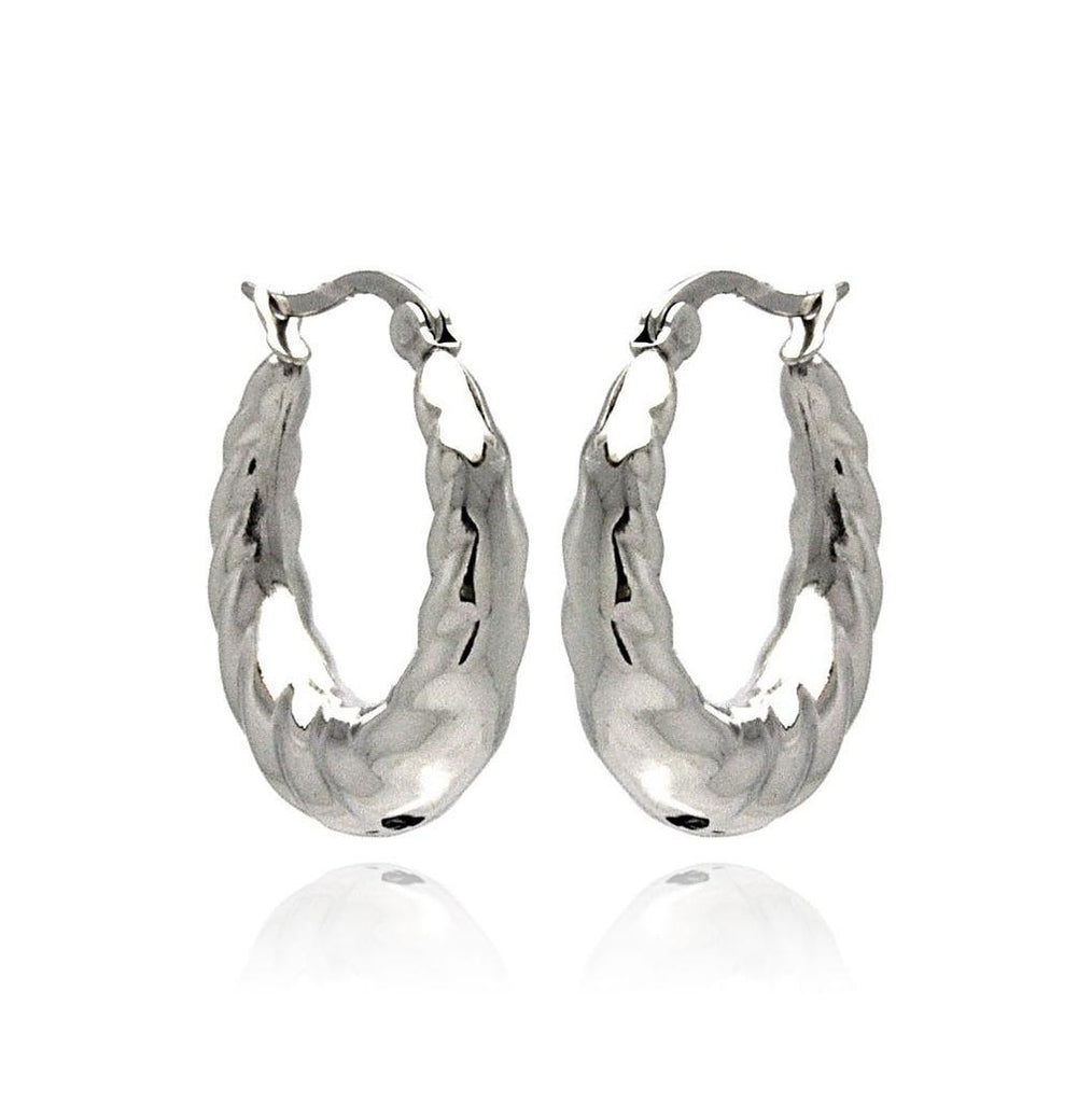 Stainless Steel Puffed Diamond Cut Hoop Earring, <b>size: 20mm</b>