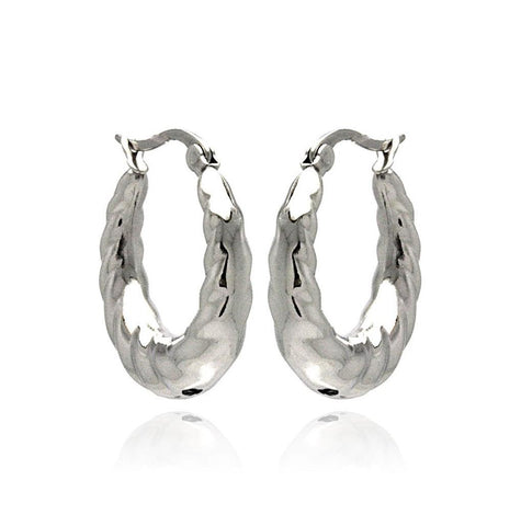 Stainless Steel Puffed Diamond Cut Hoop Earring, <b>size: 20mm</b>