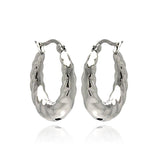 Stainless Steel Puffed Diamond Cut Hoop Earring, <b>size: 20mm</b>