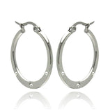 Stainless Steel 3 Clear Cz Hoop Earring, <b>size: 20mm</b>