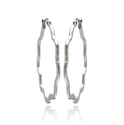 Stainless Steel High Polish Flower Hoop Earring, <b>size: 30mm</b>