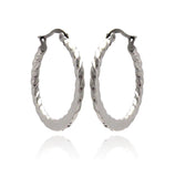 Stainless Steel Ridged Hoop Earring, <b>size: 20mm</b>