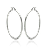 Stainless Steel High Polish 5 Clear Cz Hoop Earring, <b>size: 40mm</b>