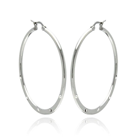 Stainless Steel High Polish 5 Clear Cz Hoop Earring, <b>size: 40mm</b>