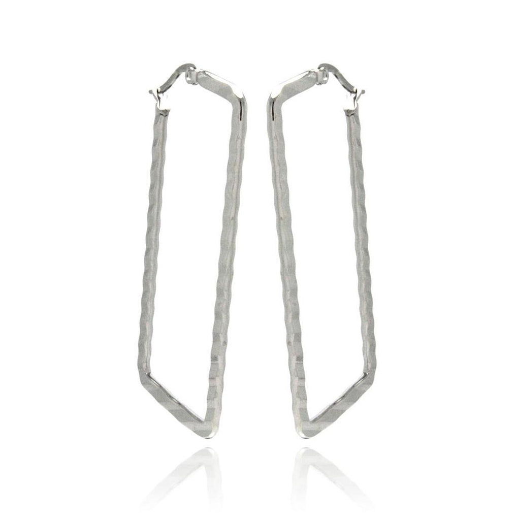 Stainless Steel Textured High Polish Rectangular Hoop Earring, <b>size: 20mm</b>