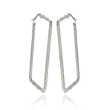 Stainless Steel Textured High Polish Rectangular Hoop Earring, <b>size: 20mm</b>