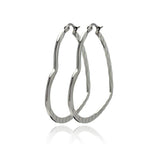 Stainless Steel Textured Heart Hoop Earring, <b>size: 30mm</b>