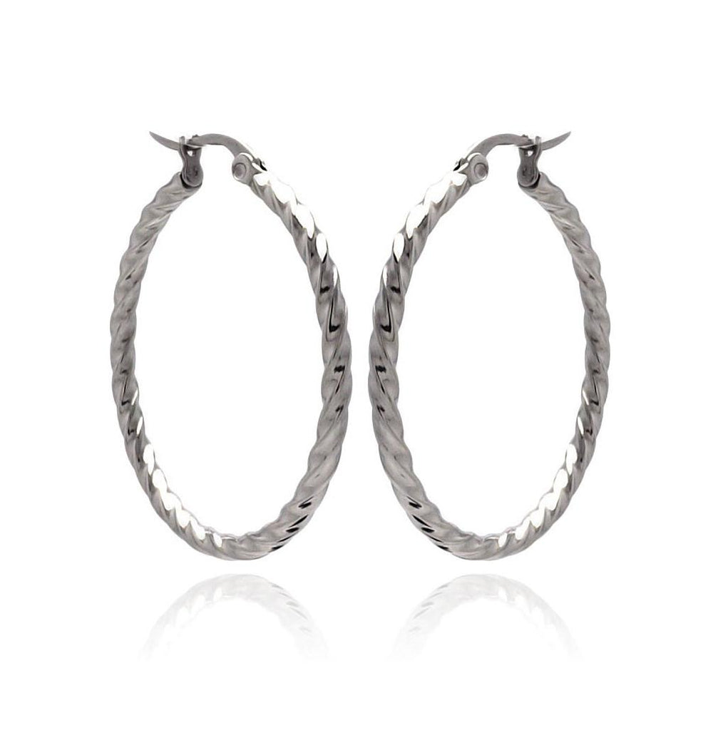 Stainless Steel Textured Hoop Earring, <b>size: 20mm</b>