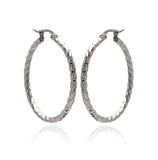 Stainless Steel Textured Hoop Earring, <b>size: 20mm</b>