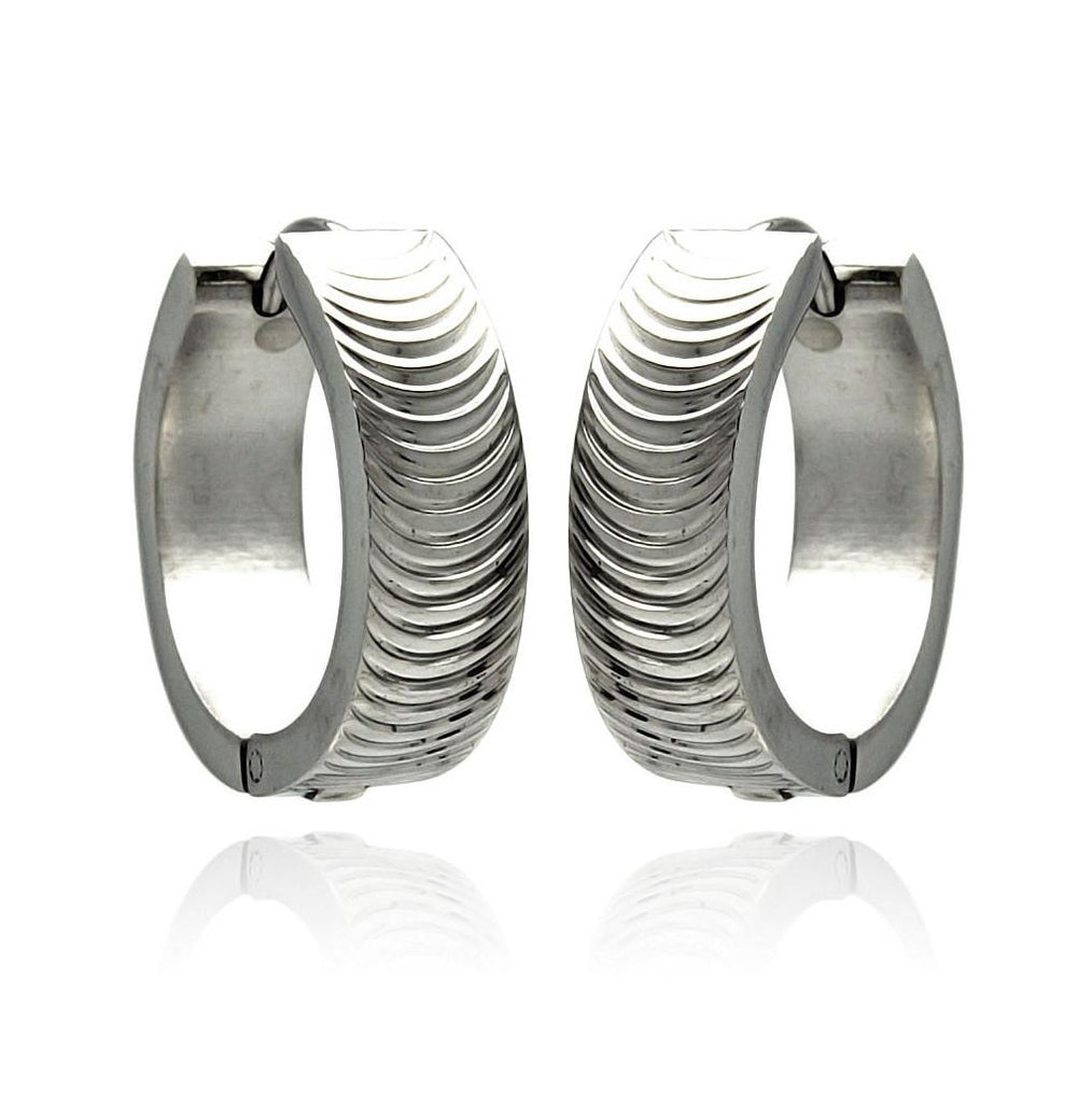 Stainless Steel Ripple Lines Hoop Earring