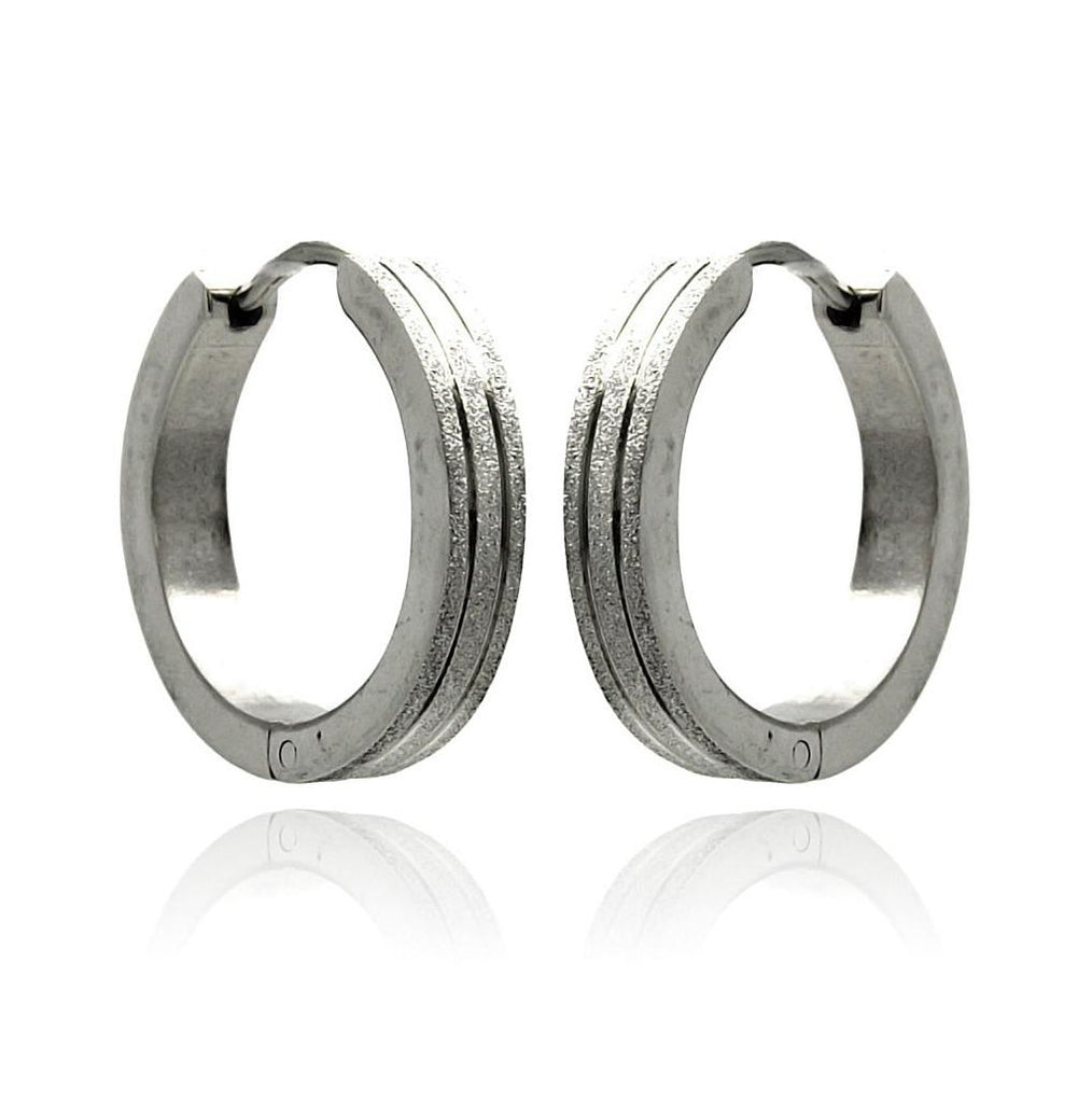 Stainless Steel 2 Line Hoop Earring