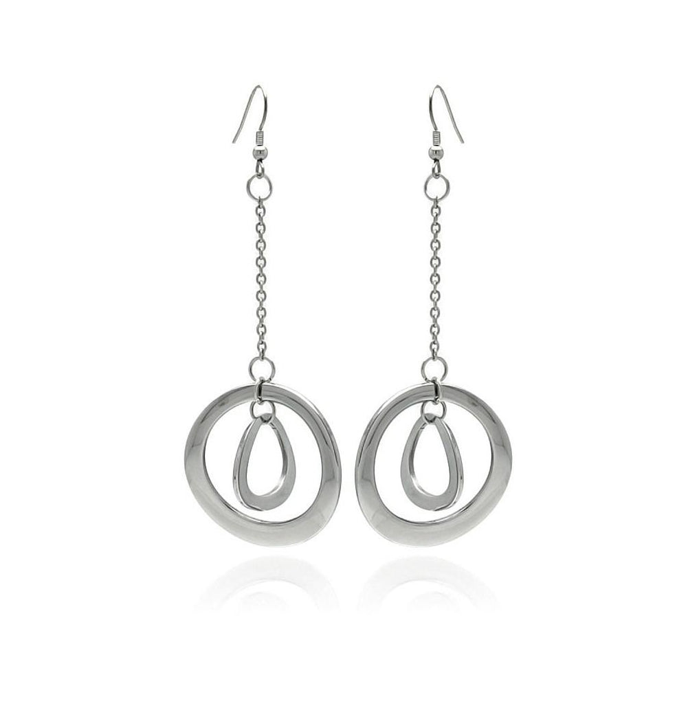 Stainless Steel Double Hanging Disc Hook Earring