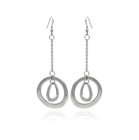 Stainless Steel Double Hanging Disc Hook Earring