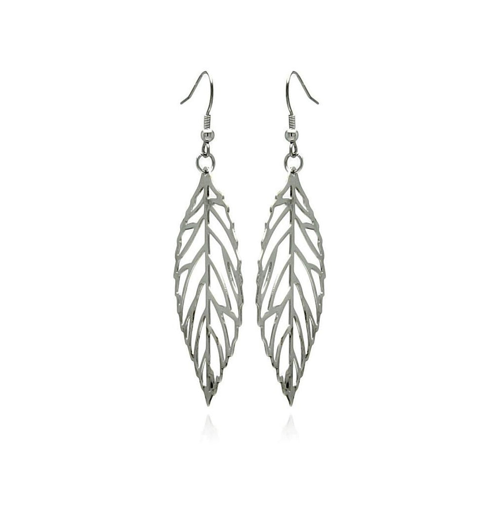 Stainless Steel Open Leaf Hook Earring