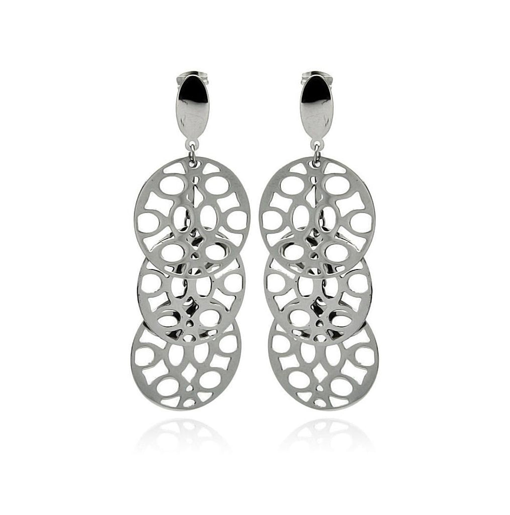 Stainless Steel 3 Disc Outline Hanging Stud Earring