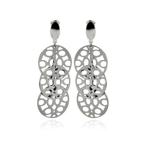 Stainless Steel 3 Disc Outline Hanging Stud Earring