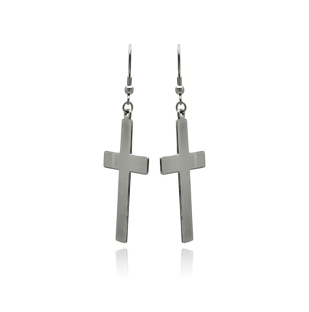 Stainless Steel Hanging Cross Hook Earring