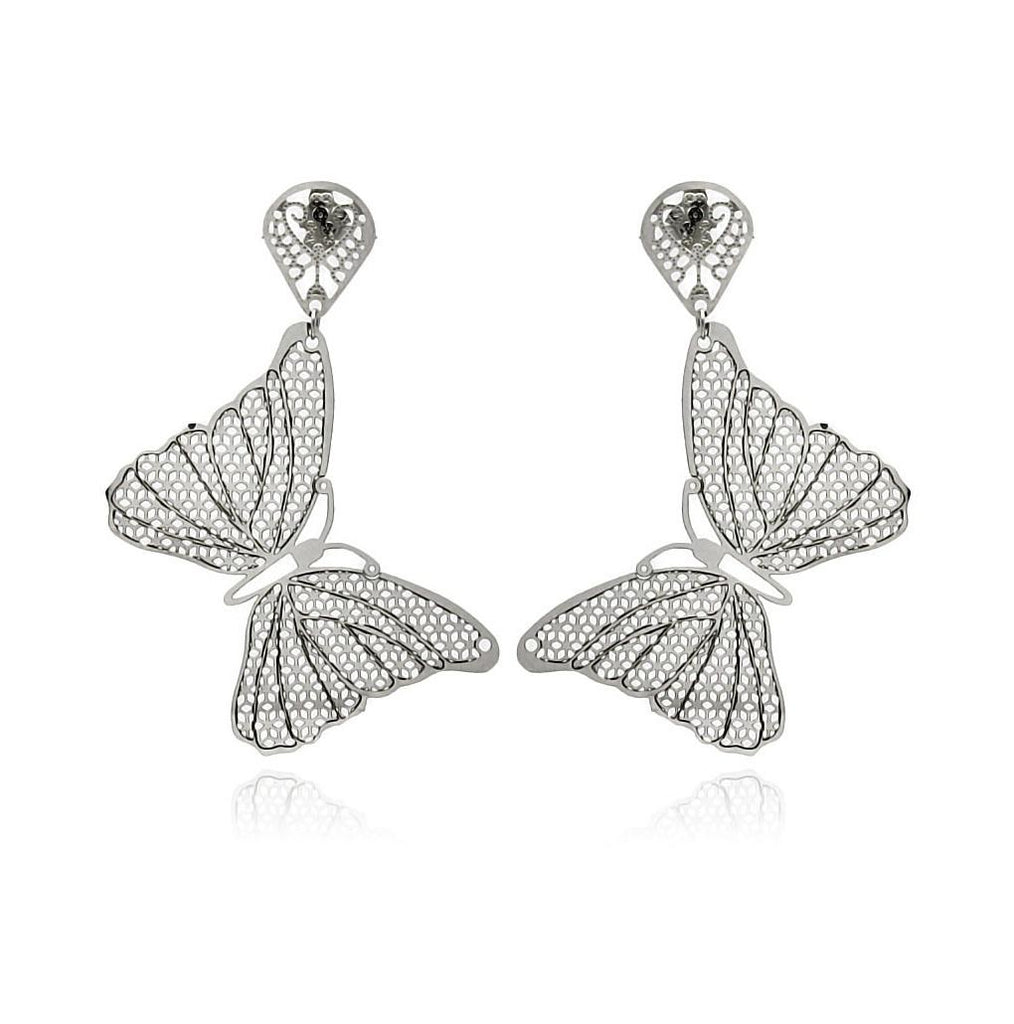 Stainless Steel Mesh Butterfly Hanging Stud Earring