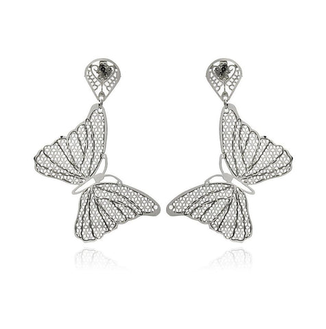 Stainless Steel Mesh Butterfly Hanging Stud Earring