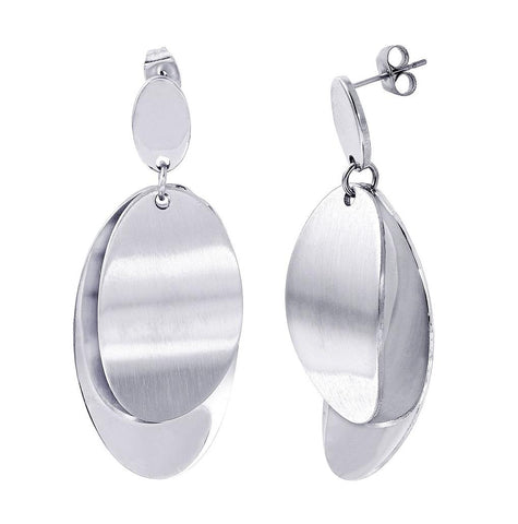 Stainless Steel Oval Hanging Stud Earring