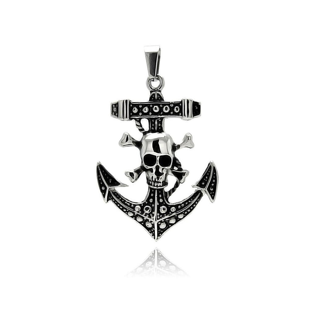 Stainless Steel Skull Anchor Charm Pendant