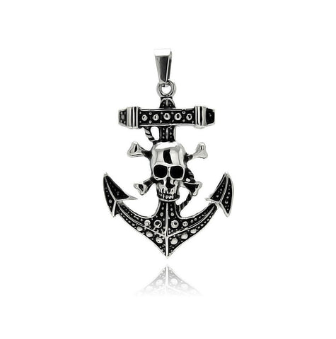 Stainless Steel Skull Anchor Charm Pendant