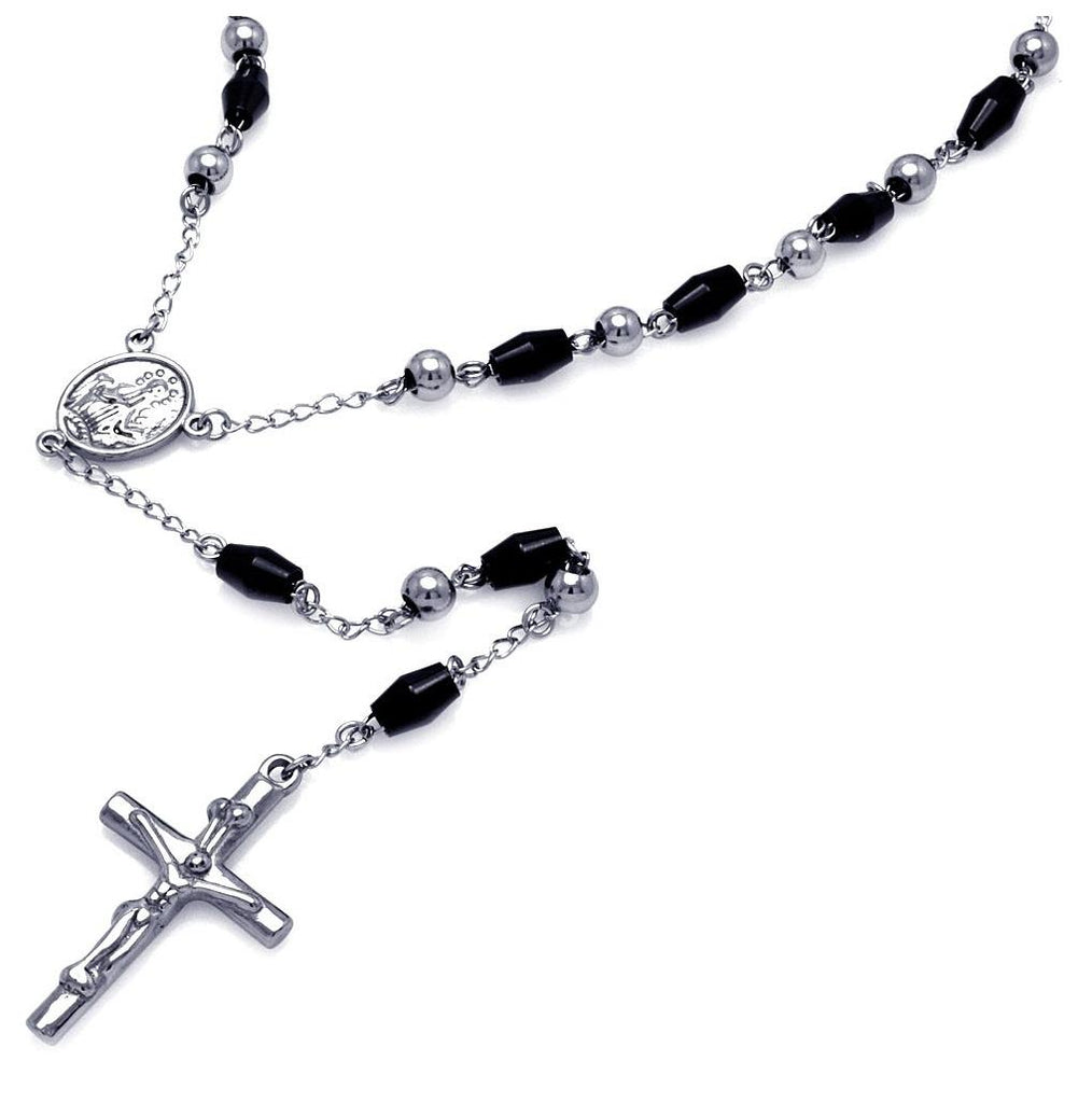 Stainless Steel Black Rhodium Plated Two Tone Rosary