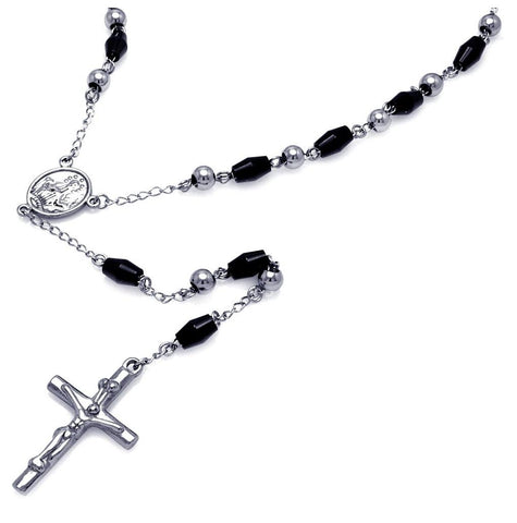 Stainless Steel Black Rhodium Plated Two Tone Rosary