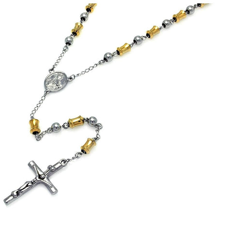 Stainless Steel Gold Plated Two Tone Rosary