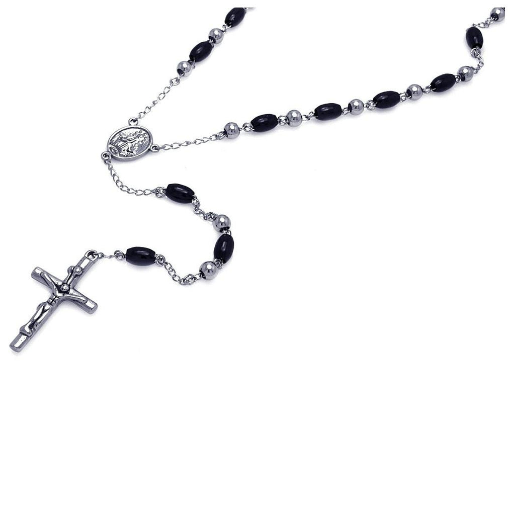 Stainless Steel Black Rhodium Plated Two Tone Rosary