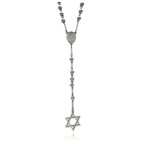 Stainless Steel Star Of David Rosary