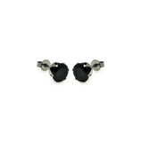 Stainless Steel Round Black Cz Stone Stud Earring, <b>size: 3mm</b>